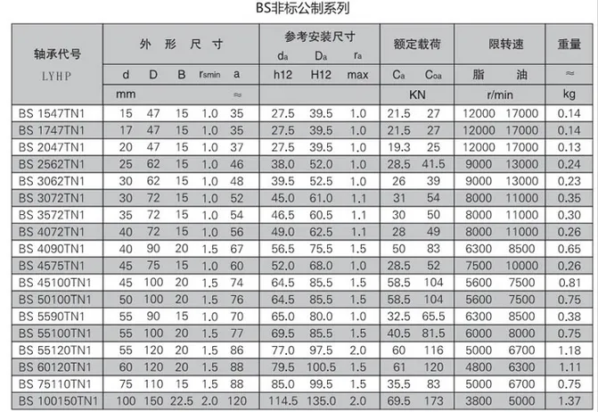 BS系列丝杠轴承（TAC系列）